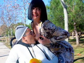 The new horny babysitter! Sandra V takes her boy for a walk in the park. Are you hungry, boy? Today you have a boob snack!